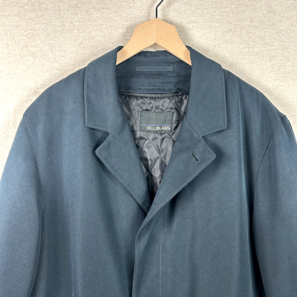 Bill Blass Mens Navy Blue Trench Coat Size 40 Short Removable Wool Liner Classic - Picture 2 of 15